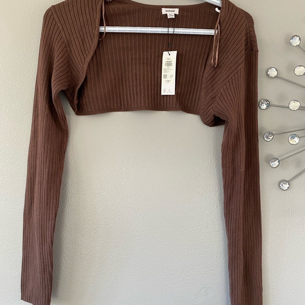 Garage | BNWT Brown Ribbed Knit Crop Top large